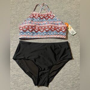 CHARMO two piece halter bikini woman’s M Aztec print swimsuit swimwear beach new